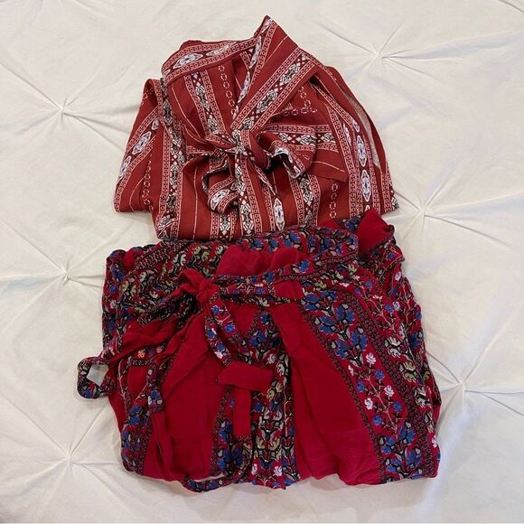 Set of 2 Shein Wide Open Leg Tribal Pattern Pants Size Small - Picture 10 of 13
